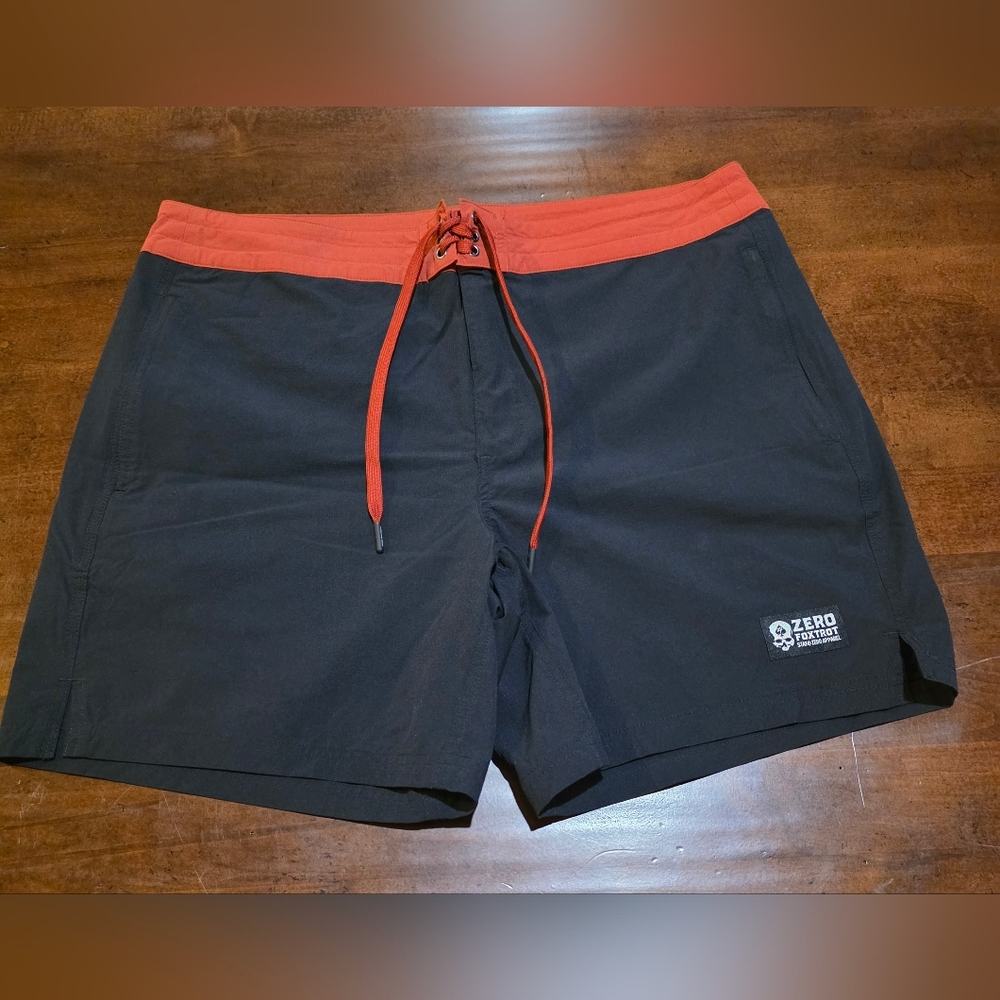 Zero Foxtrot Boardshorts for Men - Black and Red Size XL (40 Waist)